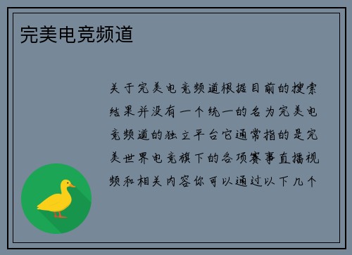 完美电竞频道